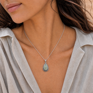 Southwestern Classics Green Aventurine Teardrop Pendant Necklace