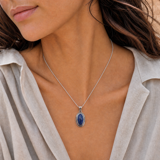 Southwestern Classics Lapis Lazuli Oval Pendant Necklace