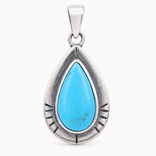Southwestern Classic Turquoise Teardrop Pendant Necklace