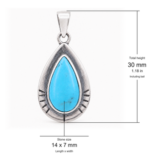 Southwestern Classic Turquoise Teardrop Pendant Necklace