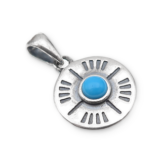 Southwestern Classics Turquoise Round Charm Pendant Necklace