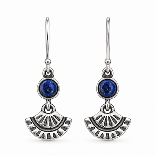 Southwestern Classics Lapis Lazuli Fan Dangle Earrings