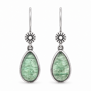 Southwestern Classics Green Aventurine Oval Dangle Earrings