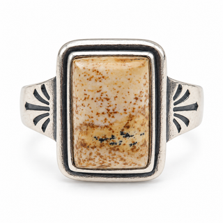 Southwestern Picture Jasper Rectangle Ring